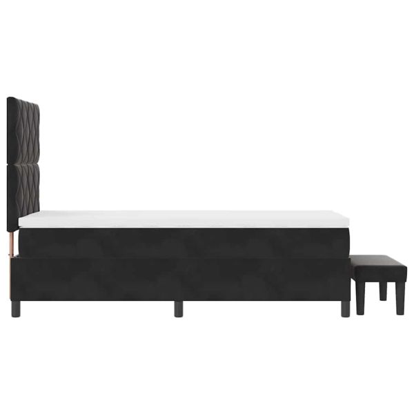 Легло с пружинирана основа с матрак Черно 90 x 200 cm Кадифе
