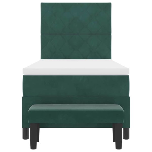 Легло с пружинирана основа Тъмнозелено 90 x 200 cm Кадифе