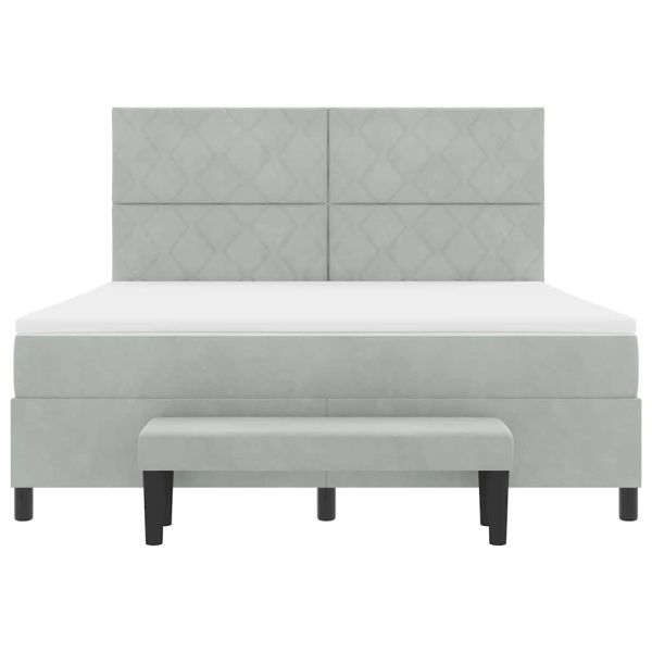 Легло с пружинирана основа Светлосиво 180 x 200 cm Кадифе