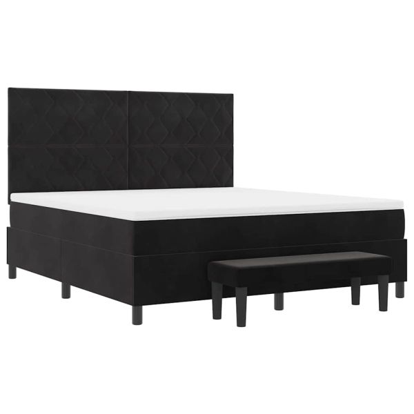 Легло с пружинирана основа с матрак Черно 180 x 200 cm Кадифе