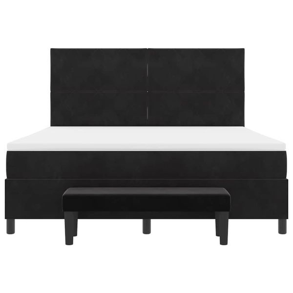 Легло с пружинирана основа с матрак Черно 180 x 200 cm Кадифе