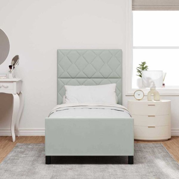 Легло с пружинирана основа Светлосиво 90 x 190 cm Кадифе