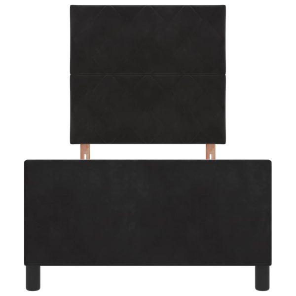 Легло с пружинирана основа с таблото Черно 90 x 190 cm Кадифе