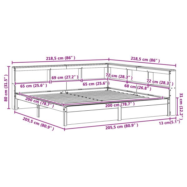Легло с библиотека 2 pcs Кафяво с восъчно покритие 200 x 200 cm