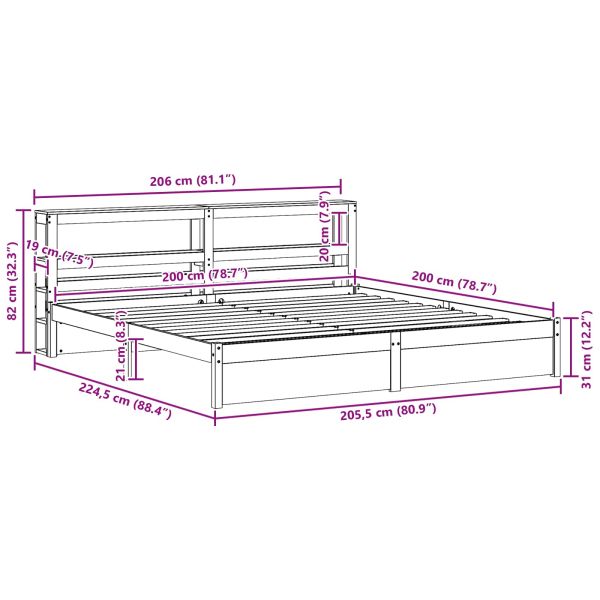 Рамка за легло с таблото Кафяво с восъчно покритие 200 x 200 cm