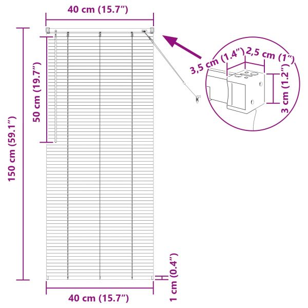 Венецианска щора Регулирума Бял 150 x 40 см ПВЦ