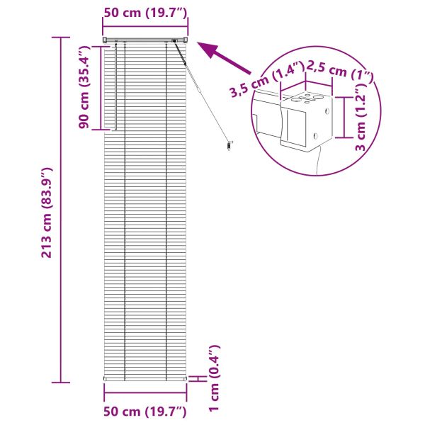 Венецианска щора Регулирума Бял 213 x 50 см ПВЦ