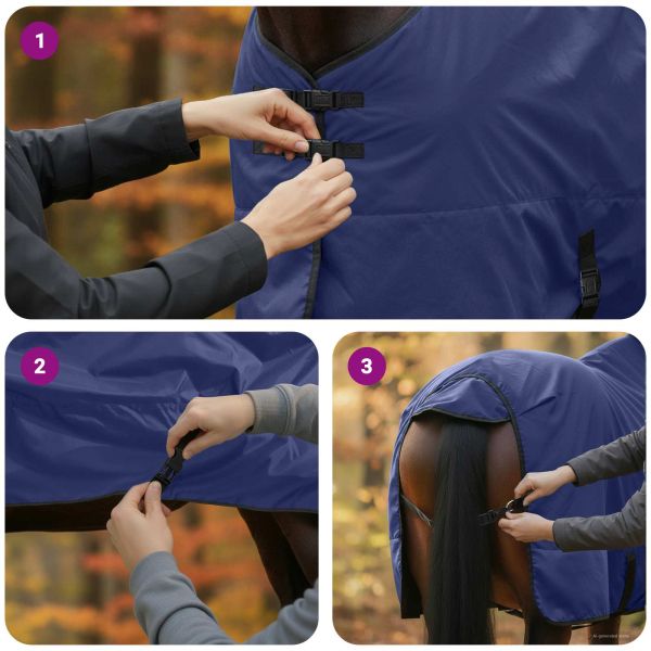 Конско одеяло Тъмен зелен и черен 75 cm Полиестер