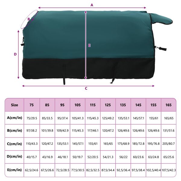 Конско одеяло Тъмен зелен и черен 105 cm Полиестер