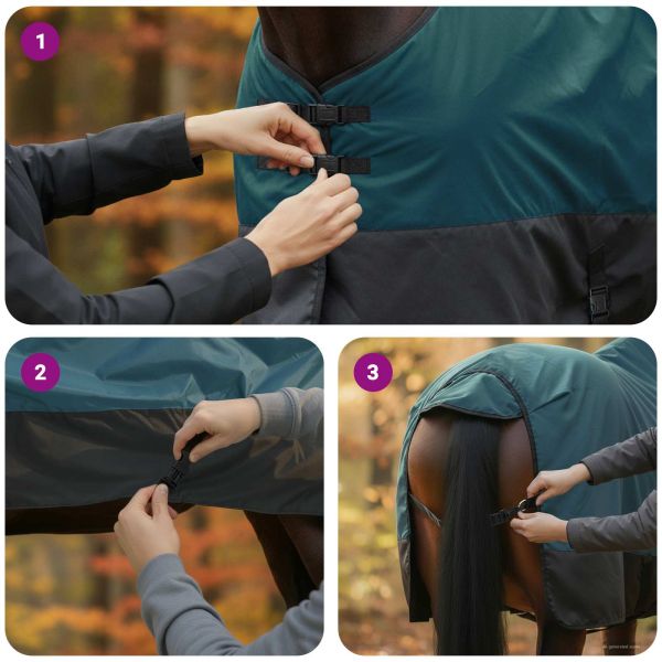 Конско одеяло Тъмен зелен и черен 105 cm Полиестер