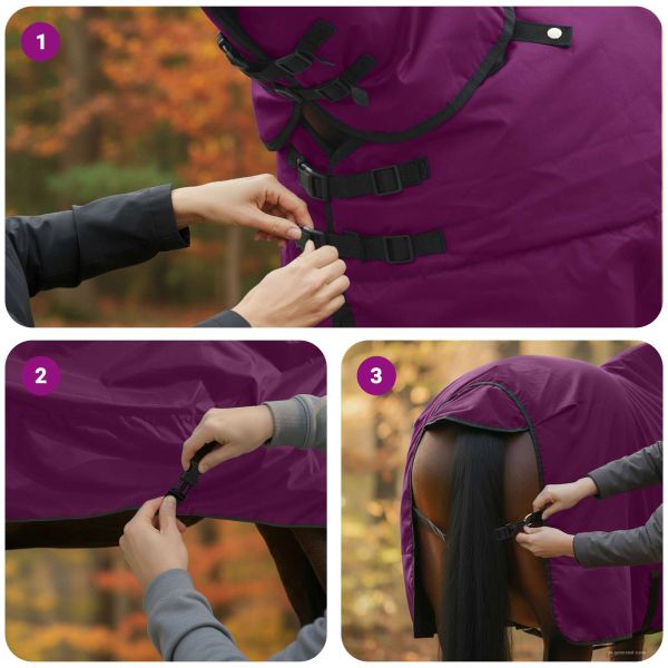 Конско одеяло Тъмен зелен и черен 145 cm Полиестер