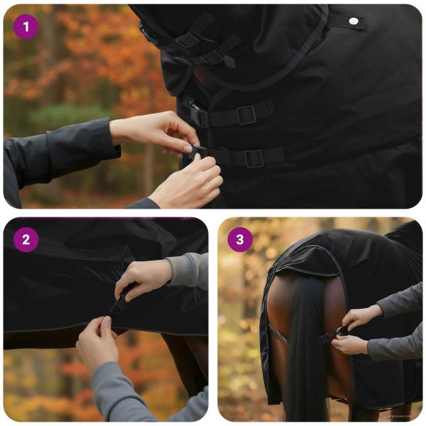 Конско одеяло Тъмен зелен и черен 165 cm Полиестер