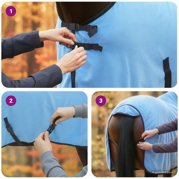 Конско одеяло Пълно аквамариново Полиестер