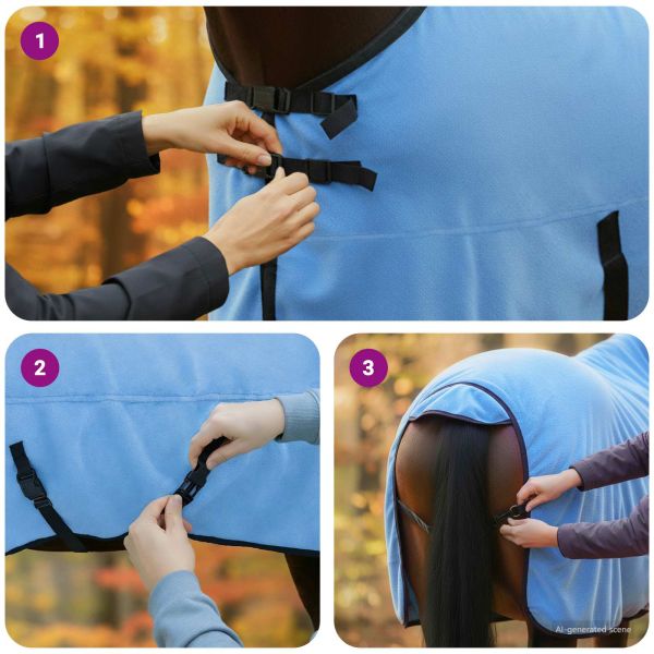 Конско одеяло Пълно аквамариново Полиестер