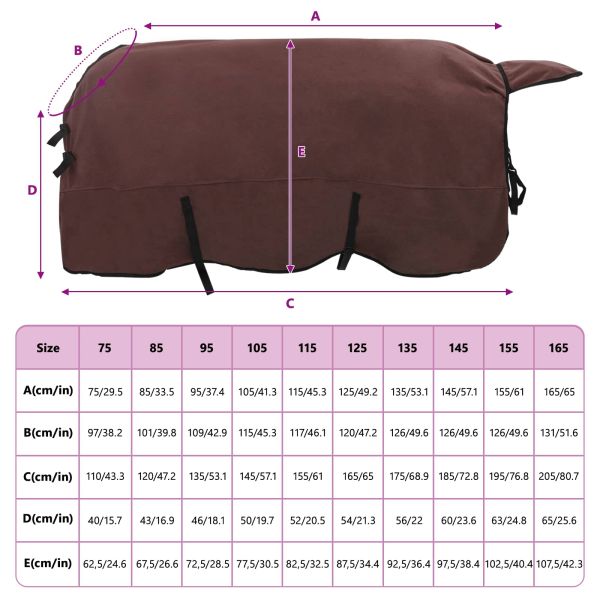 Конско одеяло Пълно тъмно кафяво Полиестер