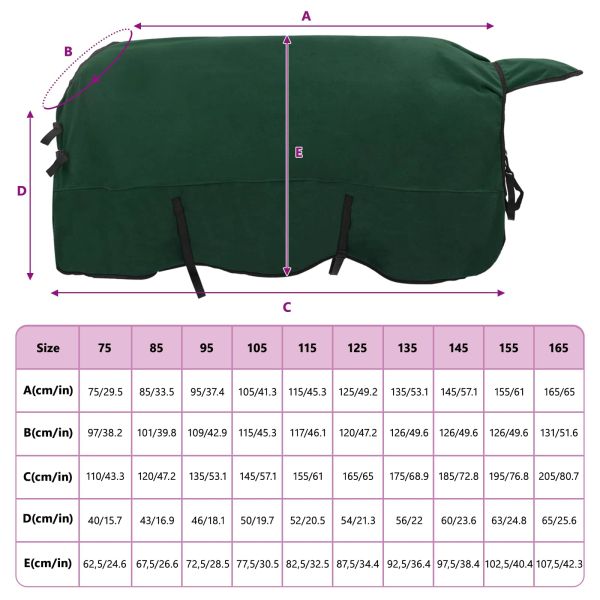 Конско одеяло Пълно тъмно зелено Полиестер
