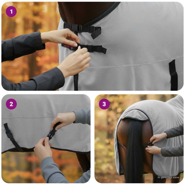 Конско одеяло Пълно светло сиво и розово Полиестер