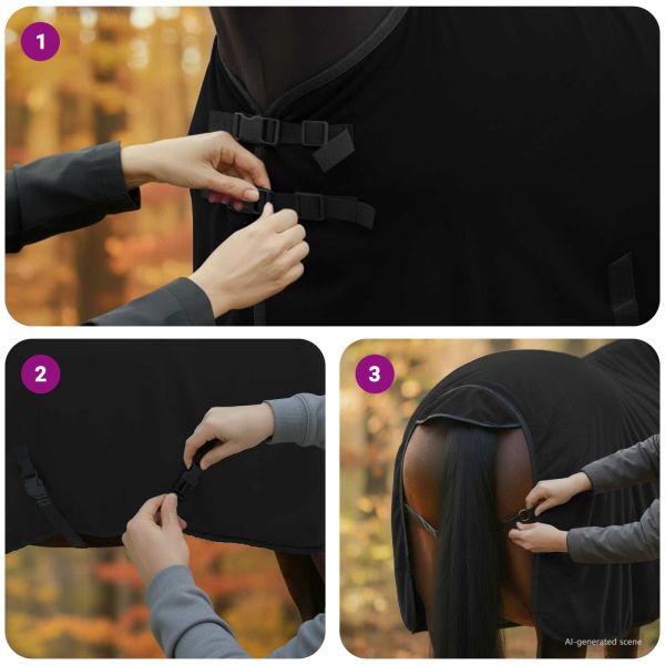 Конско одеяло Черно Полиестер