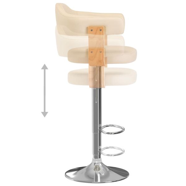 Бар табуретки, 2 бр, кремави, огънато дърво и изкуствена кожа