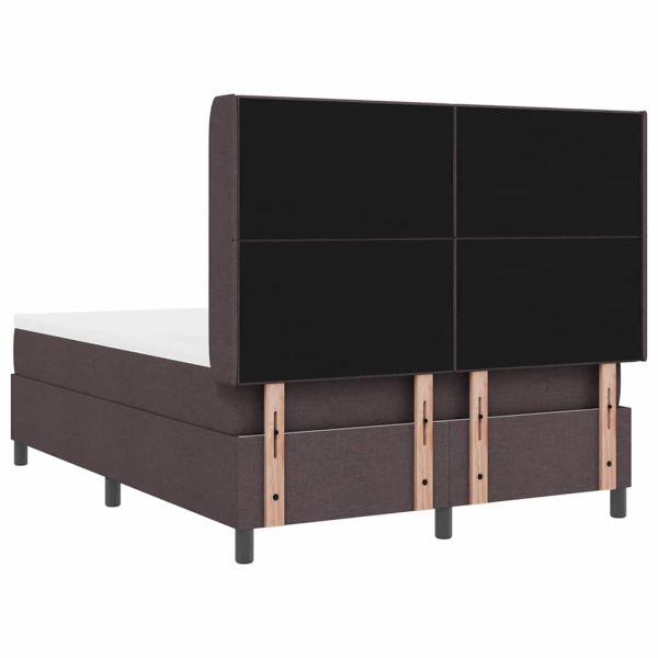 LED кутия за пружини с легло Тъмен кафяв 160 x 200 cm текстил