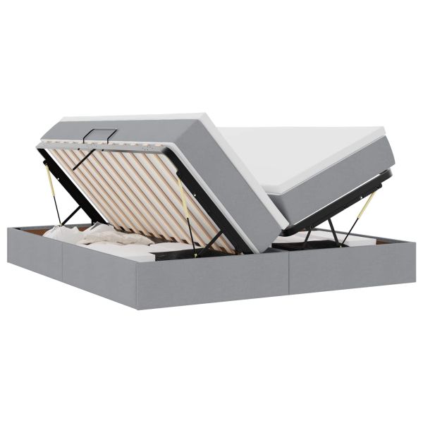 Легло с място за съхранение и матрак Светлосиво 200 x 200 cm