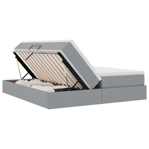 Легло с място за съхранение и матрак Светлосиво 200 x 200 cm