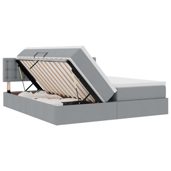 Легло с място за съхранение Светлосиво 200 x 200 cm Изкуствена