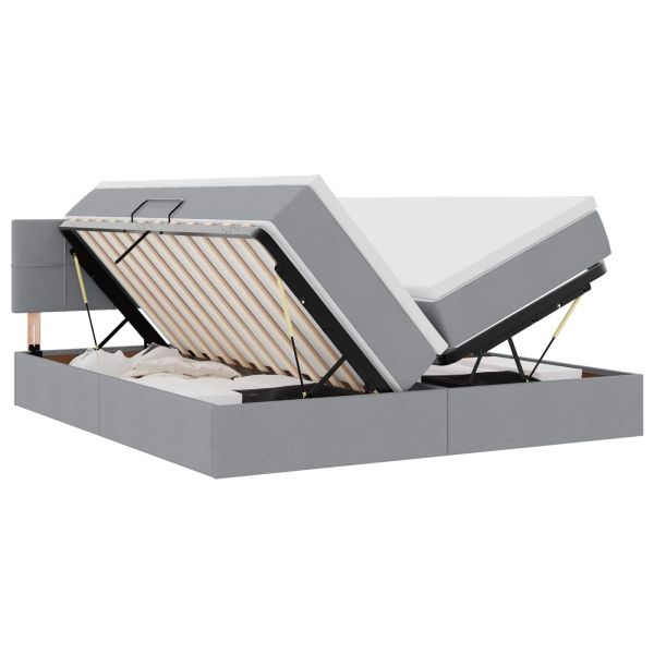 Легло С LED лентисти светлини Светлосиво 200 x 200 cm текстил