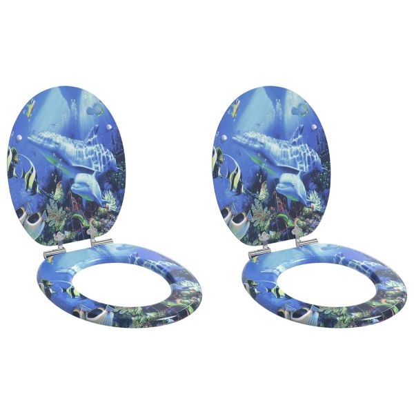 Мека затваряща се тоалетна седалка 2 pcs Синьо 44 x 38 см ПДЧ