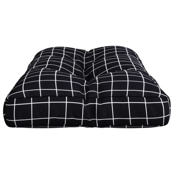 Палетна възглавница, черно каре, 80x40x12 см, текстил