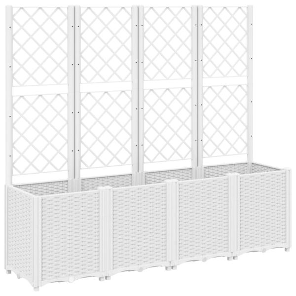 Градински сандък с пергола, бял, 160x40x140 см, PP