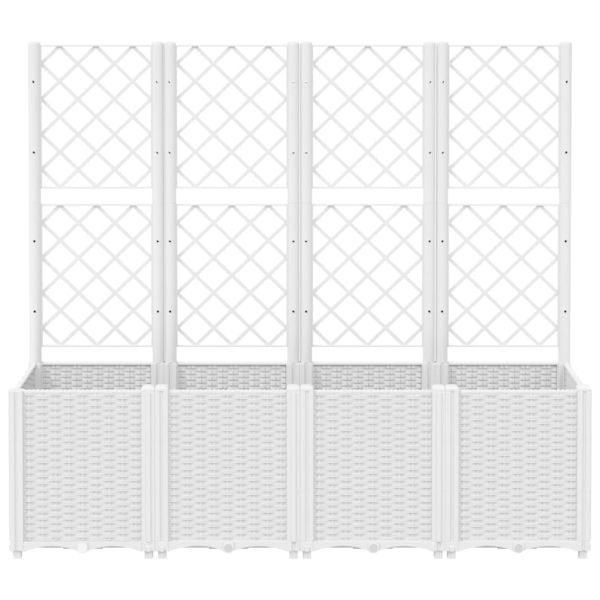 Градински сандък с пергола, бял, 160x40x140 см, PP