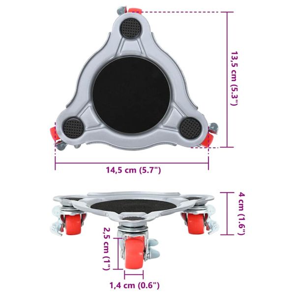 Мебелни колелца 4 бр. с повдигач 14,5x13,5x4 см стомана 400 кг