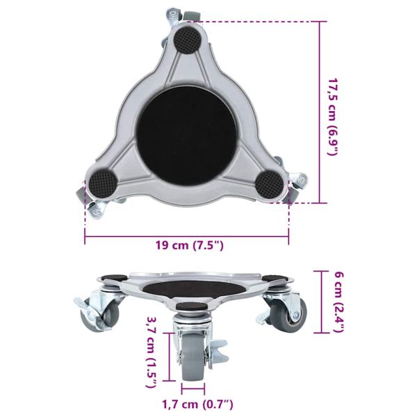 Мебелни колелца 4 бр. с повдигач 19x17,5x6 см стомана 1000 кг
