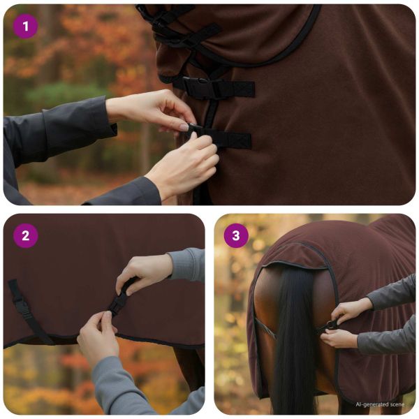 Конско одеяло Пълно тъмно кафяво Полиестер