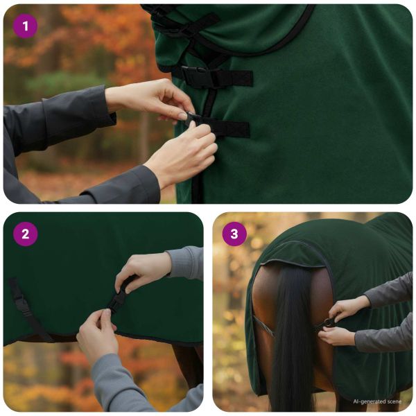 Конско одеяло Пълно тъмно зелено Полиестер