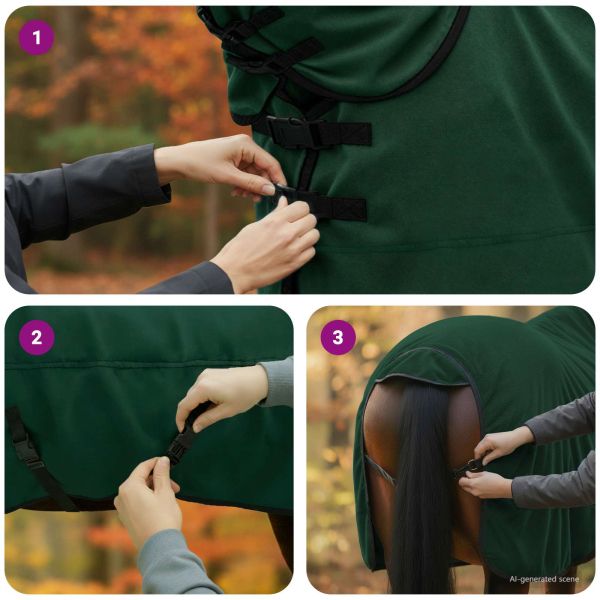 Конско одеяло Пълно тъмно зелено Полиестер