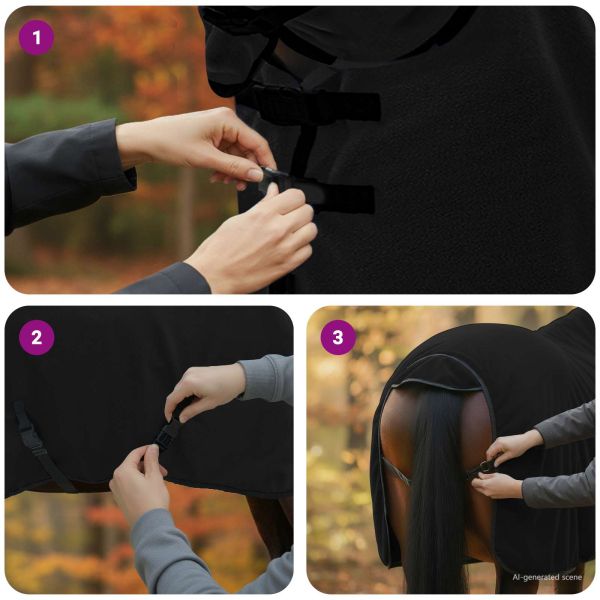 Конско одеяло Черно Полиестер