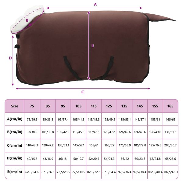 Конско одеяло Пълно тъмно кафяво 115 cm Полар флийс