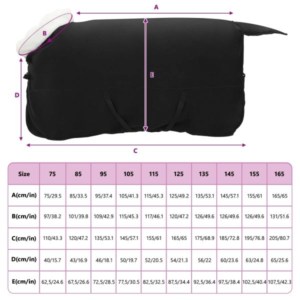 Конско одеяло Черно 125 cm Полар флийс
