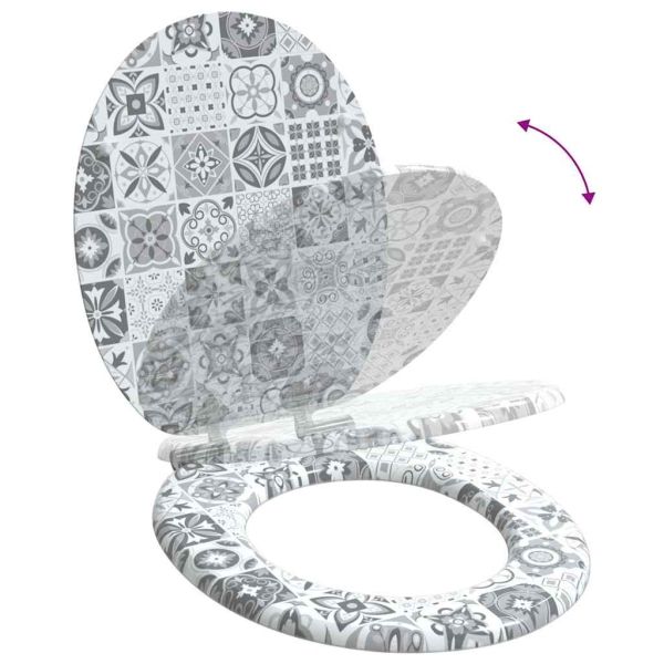 Мека затваряща се тоалетна седалка Синя и бяла порцеланова ПДЧ