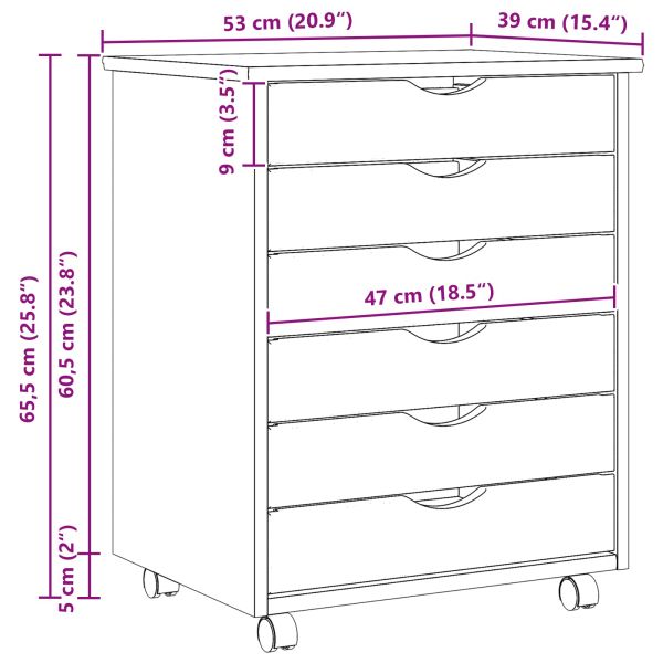 Ролков шкаф с чекмеджета с колело MOSS Ясна лакова покривка