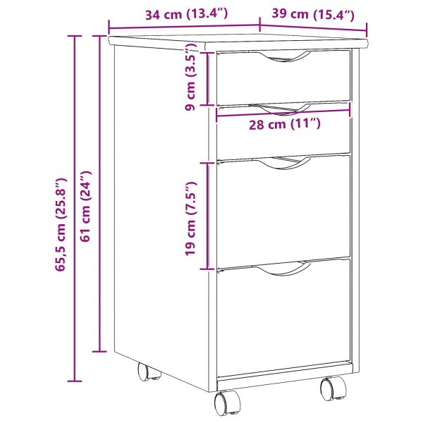 Ролково бюро с шкаф MOSS Ясна лакова покривка 34 x 39 x 65,5 cm