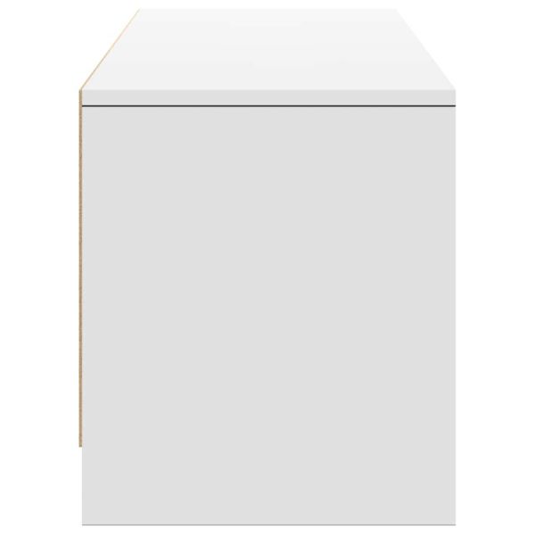 ТВ шкаф с LED с чекмедже Бяло 165 x 34 x 40 см Инженерно дърво