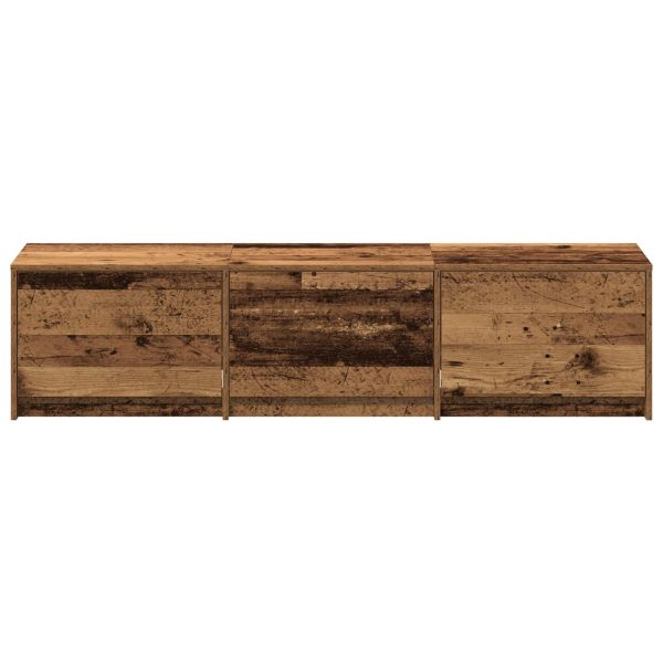 ТВ шкаф с LED Старо дърво 165 x 34 x 40 см Инженерно дърво
