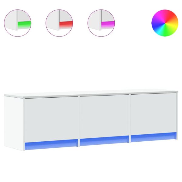 ТВ шкаф с LED с чекмедже Бяло 140 x 34 x 40 см Инженерно дърво