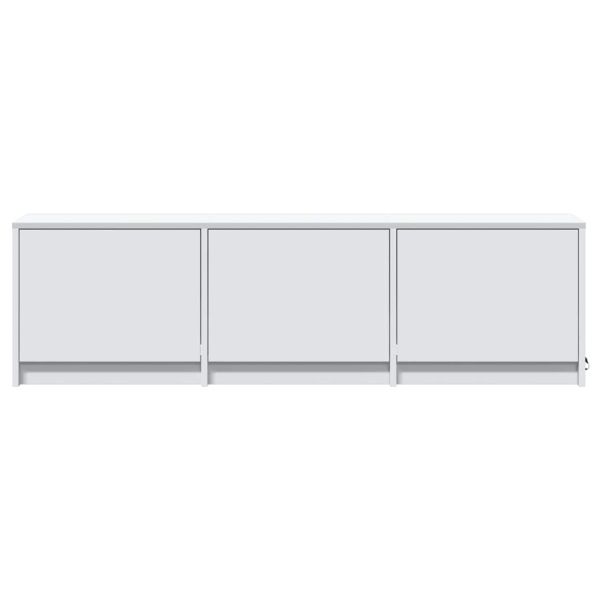 ТВ шкаф с LED с чекмедже Бяло 140 x 34 x 40 см Инженерно дърво