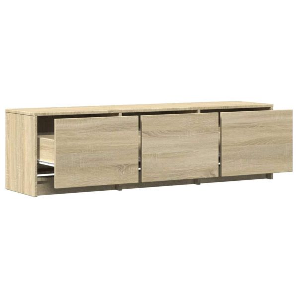 ТВ шкаф с LED Сонома 140 x 34 x 40 см Инженерно дърво
