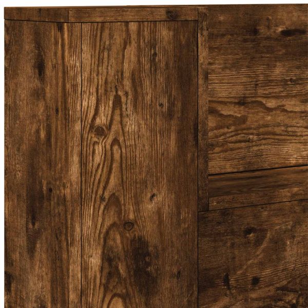 Табла за легло с LED осветление Пушена Дъб Инженерно дърво