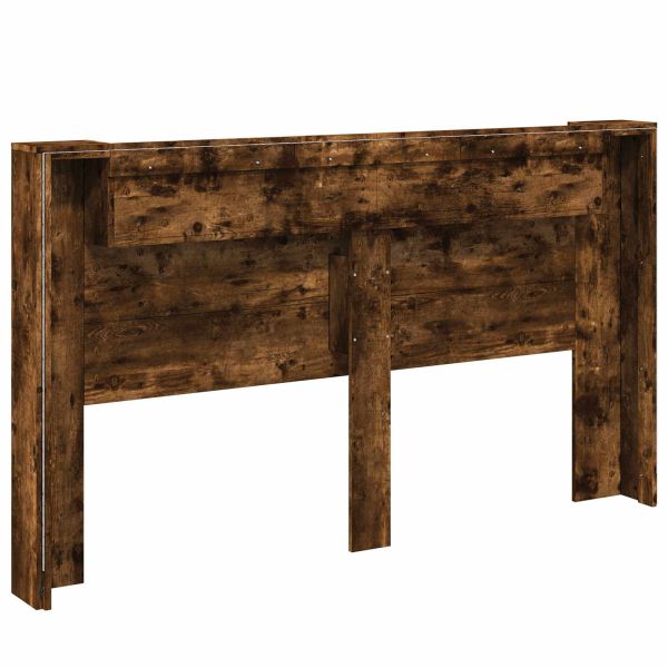 Табла за легло с LED осветление Пушена Дъб Инженерно дърво